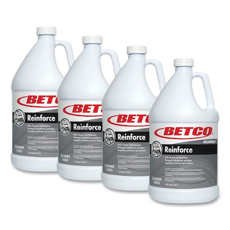Betco Reinforce Floor Cleaner and Protectant, Lemon Scent, 1 gal Bottle, 4PK 16830400